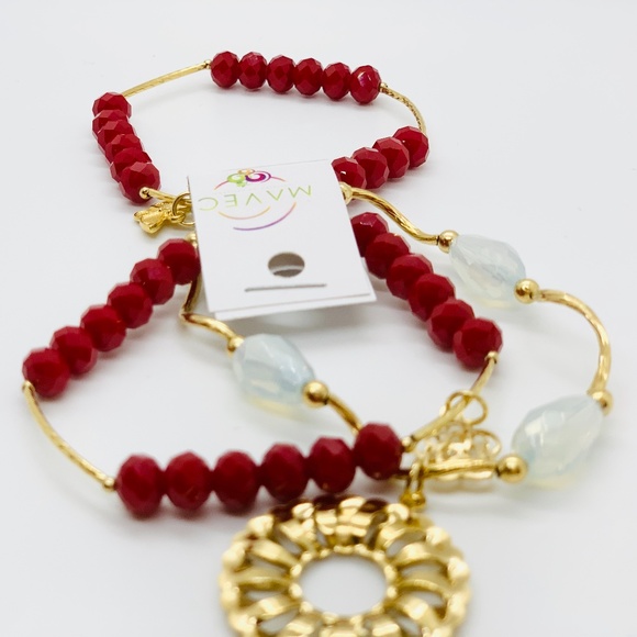 Peruvian Glass Bead Charm Bracelet Set - Picture 1 of 2